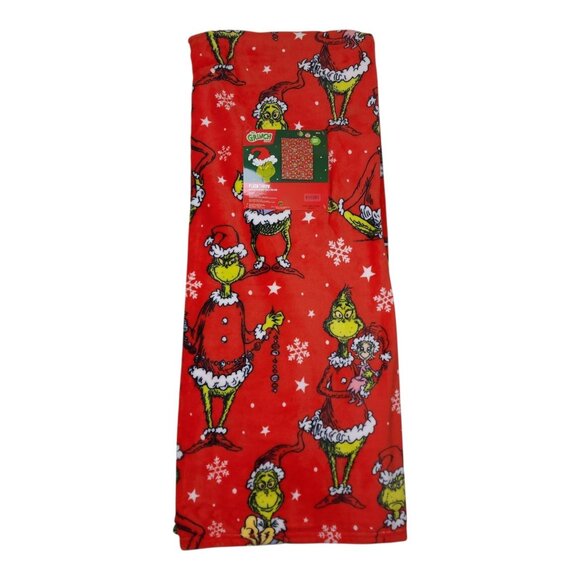 Franco Other - Dr Seuss The Grinch Plush Throw Blanket 50" x 70"  Red Holiday Christmas Soft